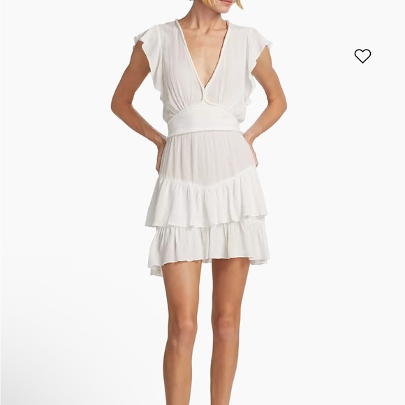 Elegant Poupette St. Barths crinkled V-neck, smocked back and ruffled skirt Mini - Picture 1 of 10